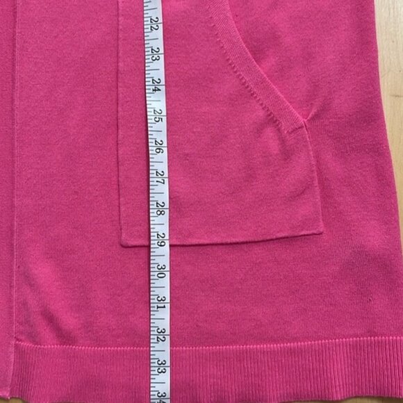 QVC KIM GRAVEL OPEN FRONT KNIT CARDIGAN BRIGHT PINK WOMENS 1X PLUS SIZE POCKETS - Picture 6 of 8